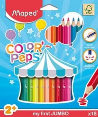 Värvipliiatsid Maped Colorpeps Jumbo, 18 värvi цена и информация | Принадлежности для рисования, лепки | kaup24.ee