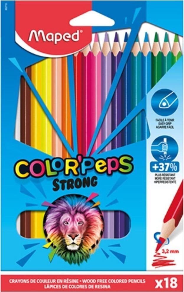 Värvilised pliiatsid Maped Colorpeps Strong, 18 värvi. цена и информация | Kunstitarbed, voolimise tarvikud | kaup24.ee