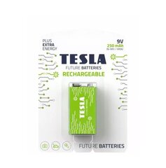 Аккумулятор Tesla (16090121), 9 в, зеленый+перезаряжаемый, 9 в/6 часов 61/nimh 250 мач цена и информация | Батарейки | kaup24.ee