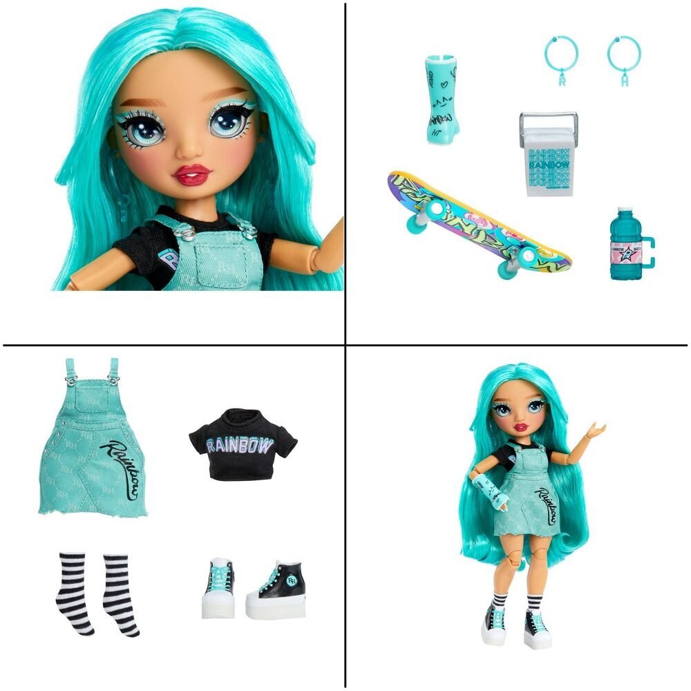 Rainbow High Junior High New Friends Fashion Skater Doll Blu Brooks koos rula lauaga hind ja info | Tüdrukute mänguasjad | kaup24.ee