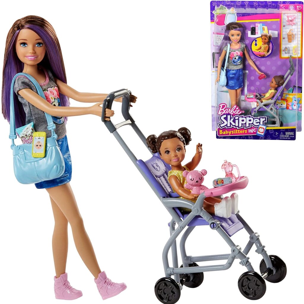 Barbie Skipper lapsehoidja nukk koos lapsevankri ja aksessuaaridega hind ja info | Tüdrukute mänguasjad | kaup24.ee