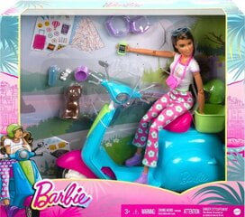 Nukk Barbie Holiday fun rolleril + tarvikud цена и информация | Игрушки для девочек | kaup24.ee