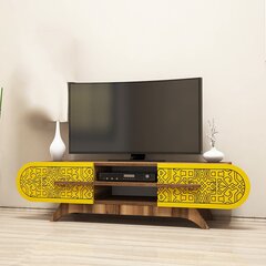 TV-alus Asir, 145x37x37 cm, pruun/kollane цена и информация | Тумбы под телевизор | kaup24.ee