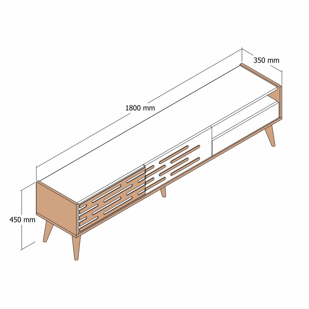 TV alus Asir, 180x35x45 cm, pruun/must hind ja info | TV alused | kaup24.ee