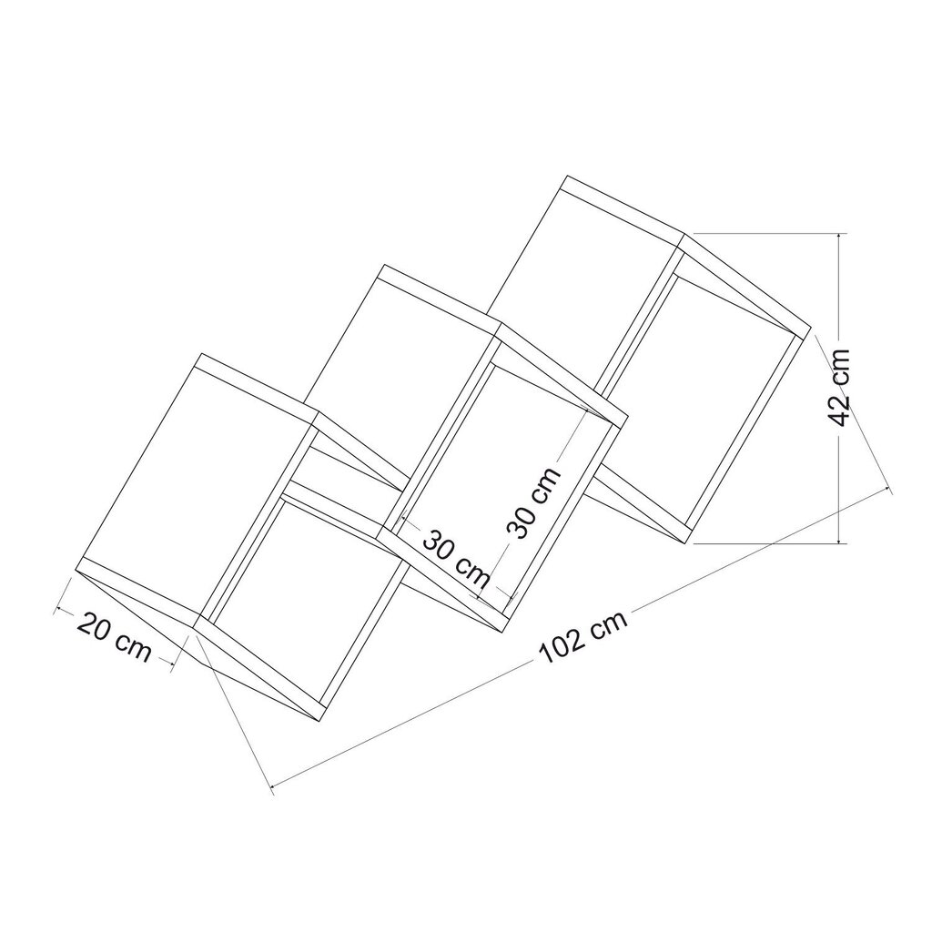 Seina riiul Asir, 102x42x20 cm, valge/hall hind ja info | Riiulid | kaup24.ee