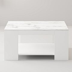 Kohvilaud Asir, 90x43,8x60 cm, valge/marmor hind ja info | Diivanilauad | kaup24.ee