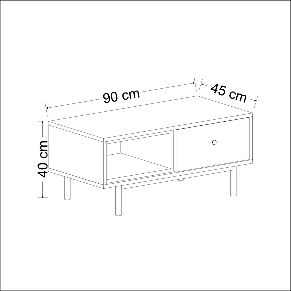 Kohvilaud Asir, 90x40x45 cm, hall hind ja info | Diivanilauad | kaup24.ee