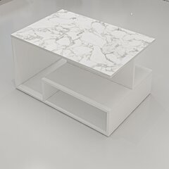 Kohvilaud Asir, 90x48,6x60 cm, valge/marmor цена и информация | Журнальные столики | kaup24.ee