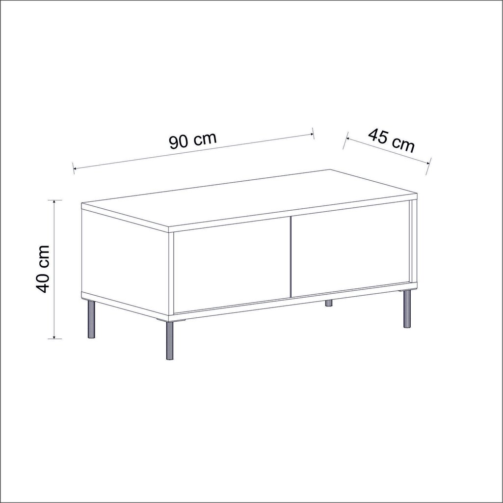 Kohvilaud Asir, 90x40x45 cm, hall hind ja info | Diivanilauad | kaup24.ee