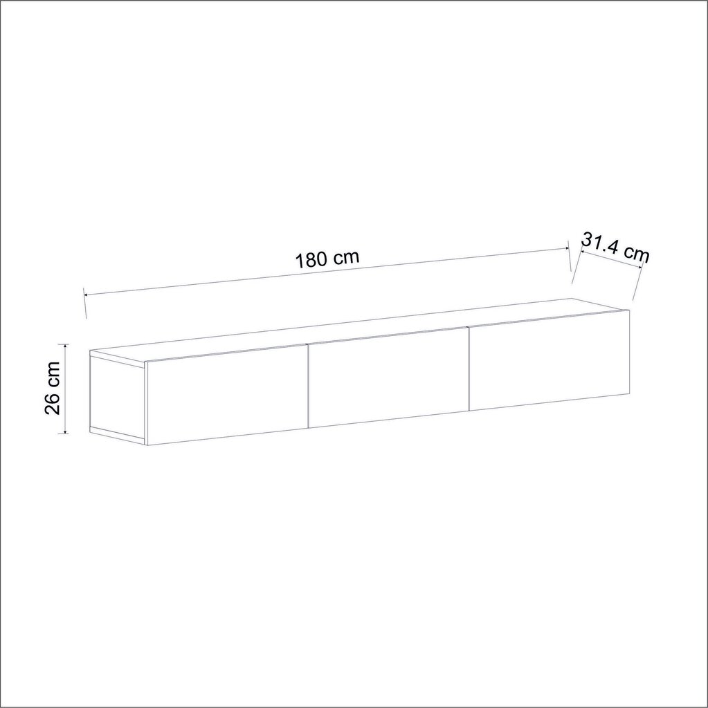 TV alus Asir, 180x26x31,4 cm, must цена и информация | TV alused | kaup24.ee