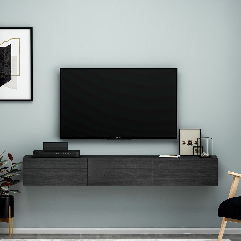 TV alus Asir, 180x26x31,4 cm, must цена и информация | TV alused | kaup24.ee