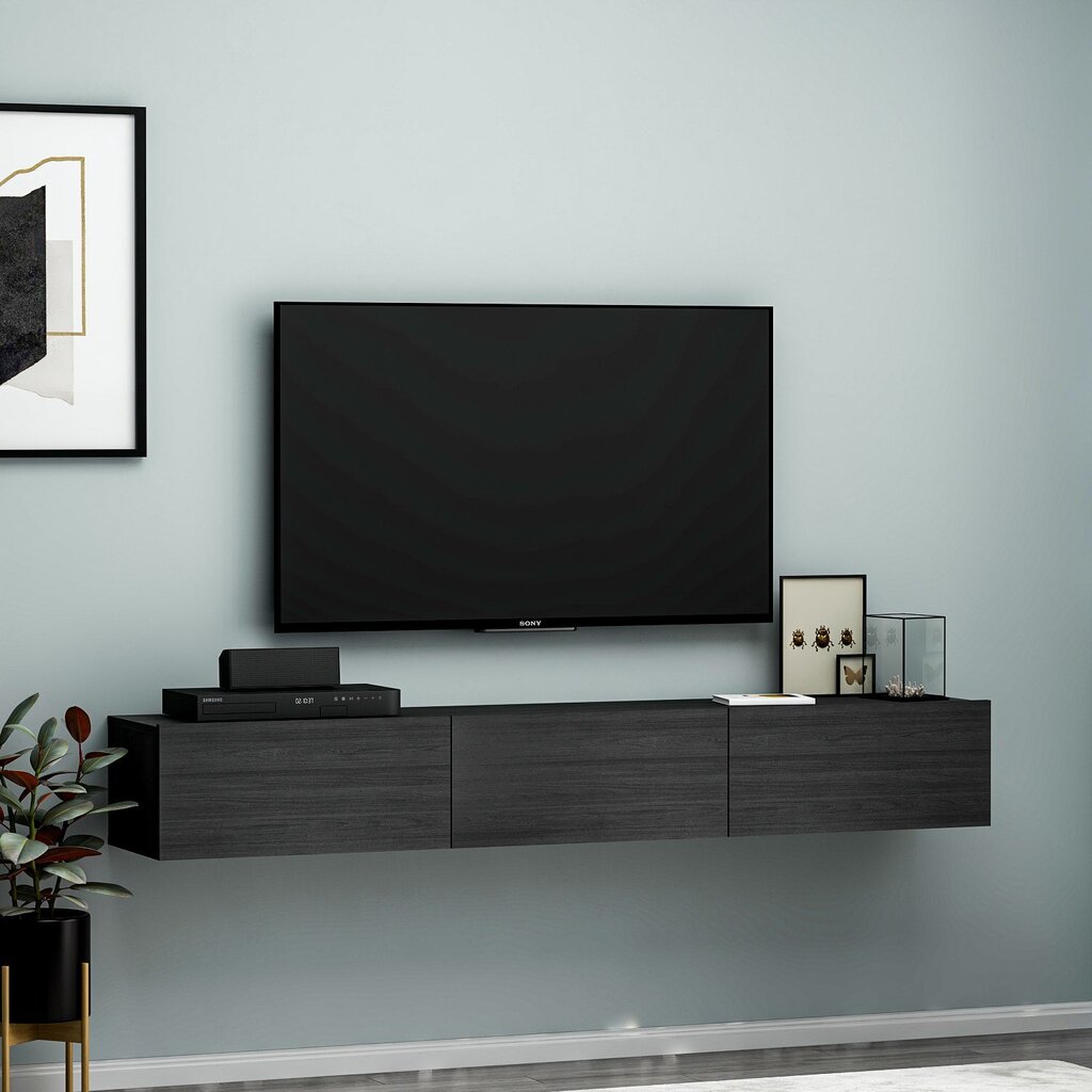 TV alus Asir, 180x26x31,4 cm, must цена и информация | TV alused | kaup24.ee