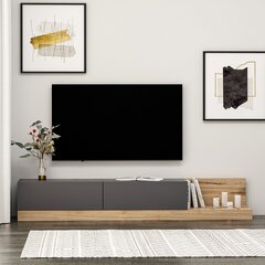 TV alus Asir, 180x30x37 cm, hall/pruun цена и информация | Тумбы под телевизор | kaup24.ee
