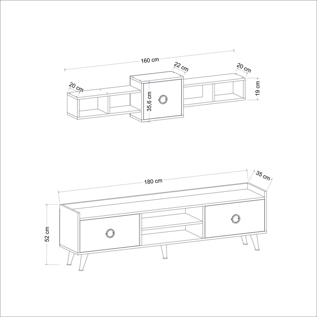 TV-alus Asir, 180x52x35cm, marmor/pruun цена и информация | TV alused | kaup24.ee