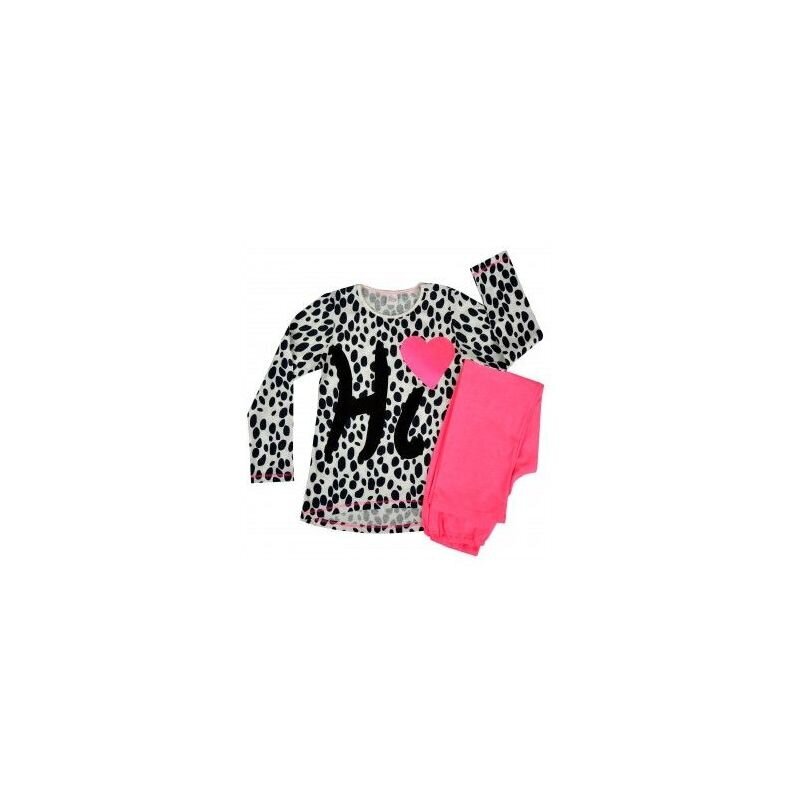 Atut pikkade varrukatega pidžaama, roosa/valge/must цена и информация | Tüdrukute hommikumantlid ja pidžaamad | kaup24.ee