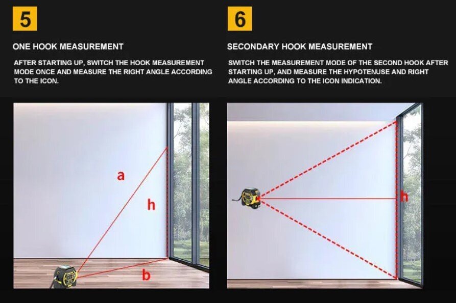 5m mõõdulint ja 40m lasermõõteseade LCD ekraaniga цена и информация | Käsitööriistad | kaup24.ee