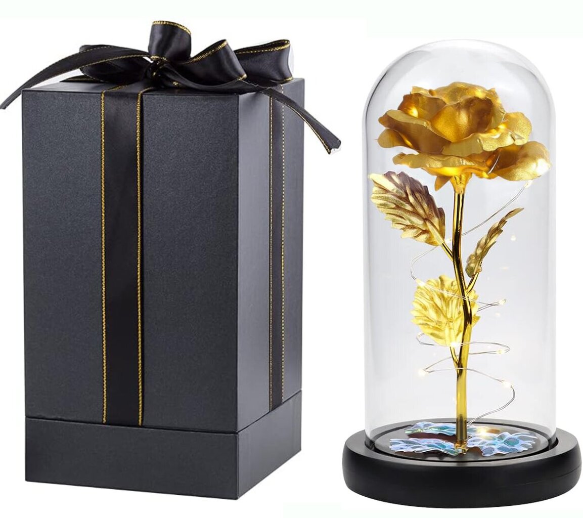 Uinuv roos klaaskuplis LED-valgustitega, LIVMAN hind ja info | Muud kingitused | kaup24.ee