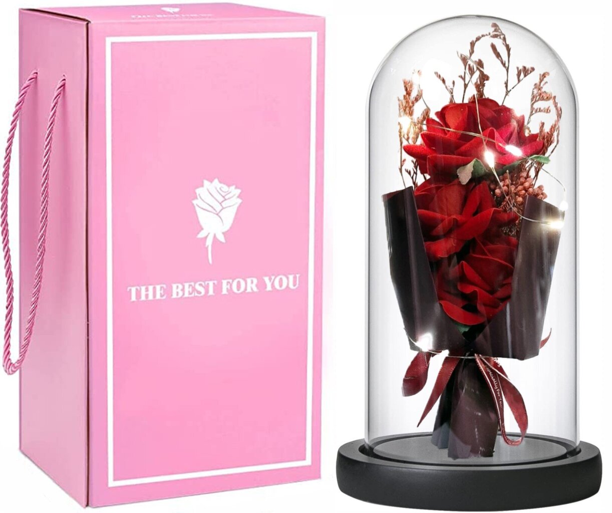 Uinuvad roosid klaaskuplis LED tuledega, LIVMAN hind ja info | Muud kingitused | kaup24.ee