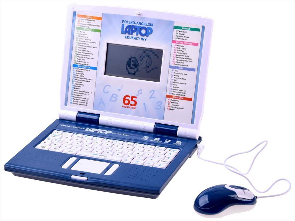 Õppekompuuter poola-ingliskeelne sülearvuti, 65 funktsiooni, sinine hind ja info | Arendavad mänguasjad | kaup24.ee