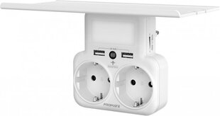 PROMATE PowerRack seinalaadija LED / 2x USB 12W / 2x EU PLUG hind ja info | Pikendusjuhtmed, kaablid | kaup24.ee