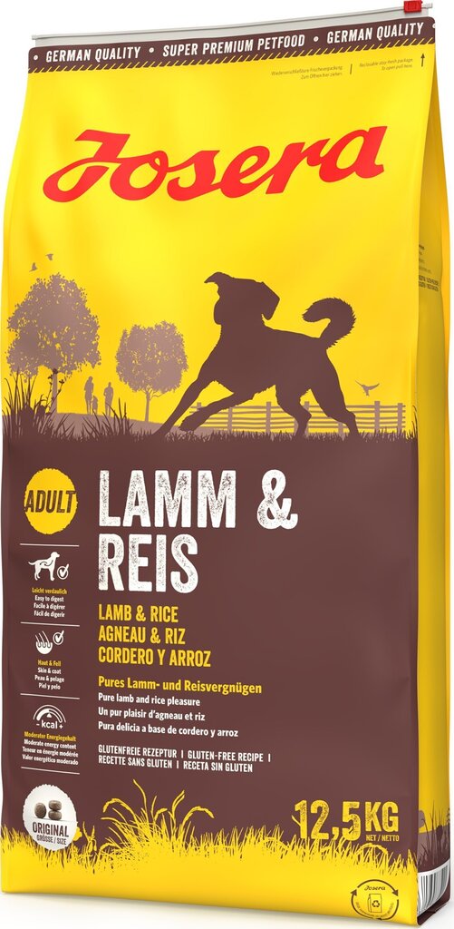 Josera erineva aktiivsusega koertele Lamb&Rice, 12,5 kg hind ja info | Kuivtoit koertele | kaup24.ee