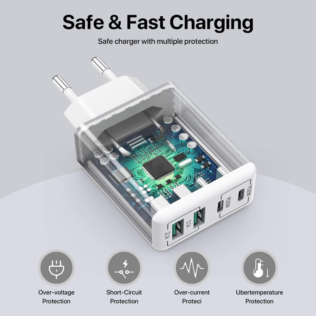 USB/USB-C Fast Charger 40W for iPhone/Samsung/Meta/Xiaomi hind ja info | Mobiiltelefonide laadijad | kaup24.ee