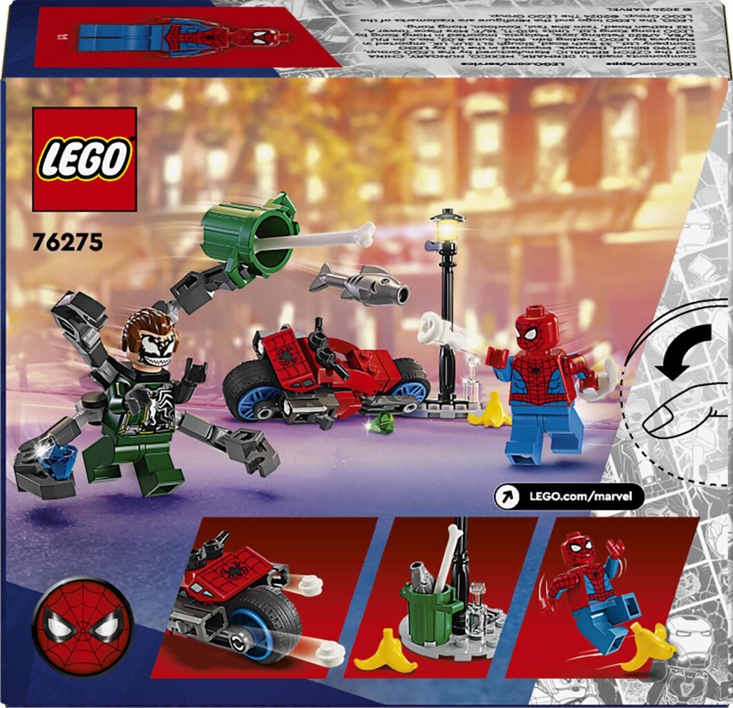 76275 Lego® Marvel Mootorrattaga tagaajamine: Ämblikmees vs Doktor Kaheksajalg цена и информация | Klotsid ja konstruktorid | kaup24.ee