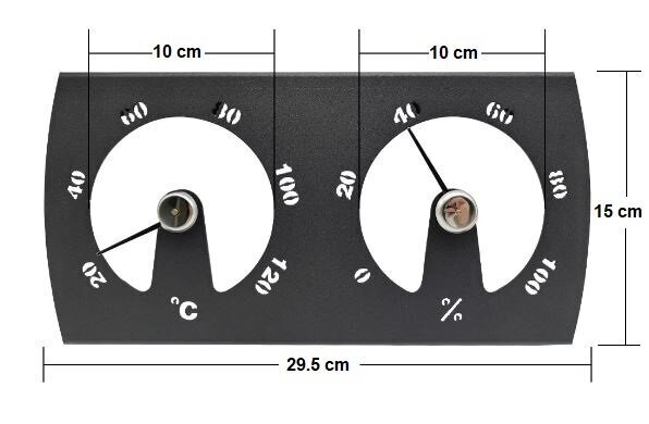 Saunatermomeeter ja hügromeeter Powermax PVT009 alumiinium, must hind ja info | Sauna aksessuaarid | kaup24.ee