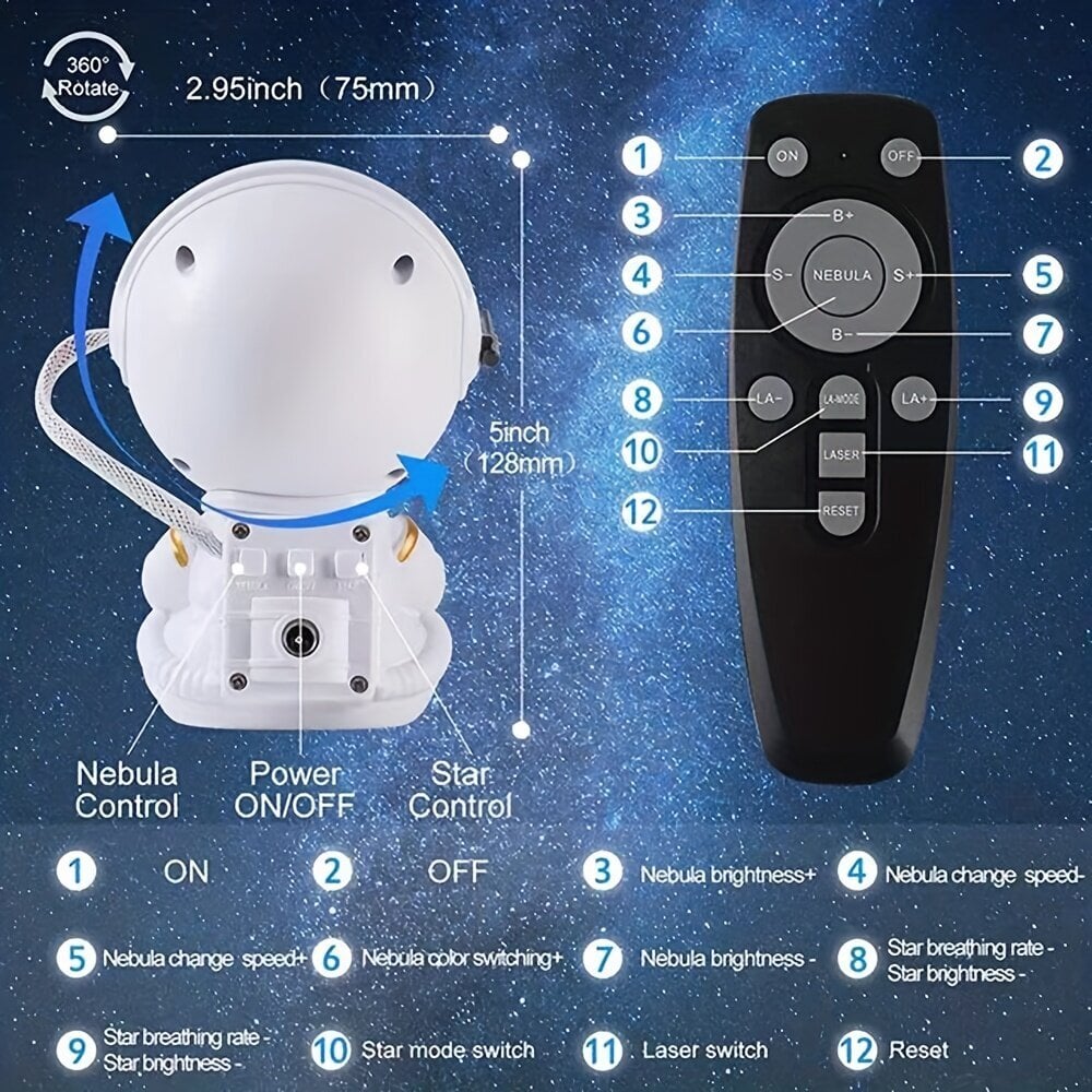 Astronaudi tähtprojektor hind ja info | Peokaunistused | kaup24.ee