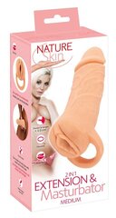 Masturbaator ja peenisemansett ühes Nature Skin 2in1 Extension + Masturbator, M hind ja info | Sekslelud, masturbaatorid | kaup24.ee