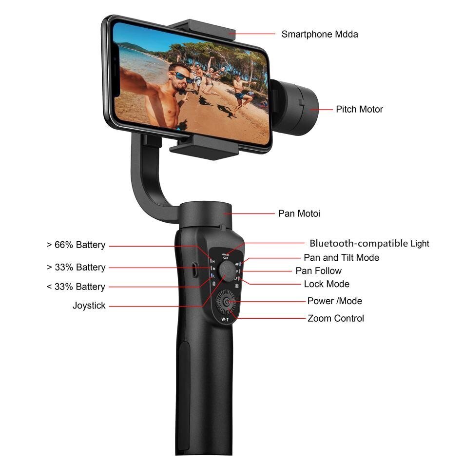 Gimbal 3-teljeline stabilisaator telefonile LIVMAN S5B hind ja info | Selfie sticks | kaup24.ee