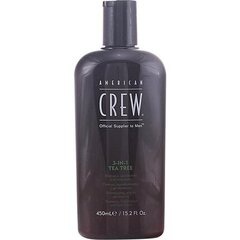 Šampoon, palsam ja dušigeel teepuu ekstraktiga American Crew 3-In-1 Tea Tree 450 ml цена и информация | Шампуни | kaup24.ee