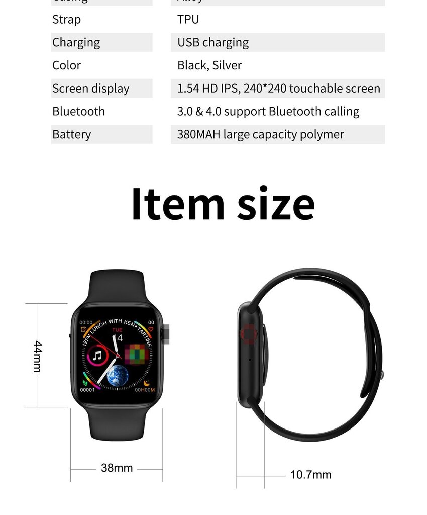 W34 Black hind ja info | Nutikellad (smartwatch) | kaup24.ee