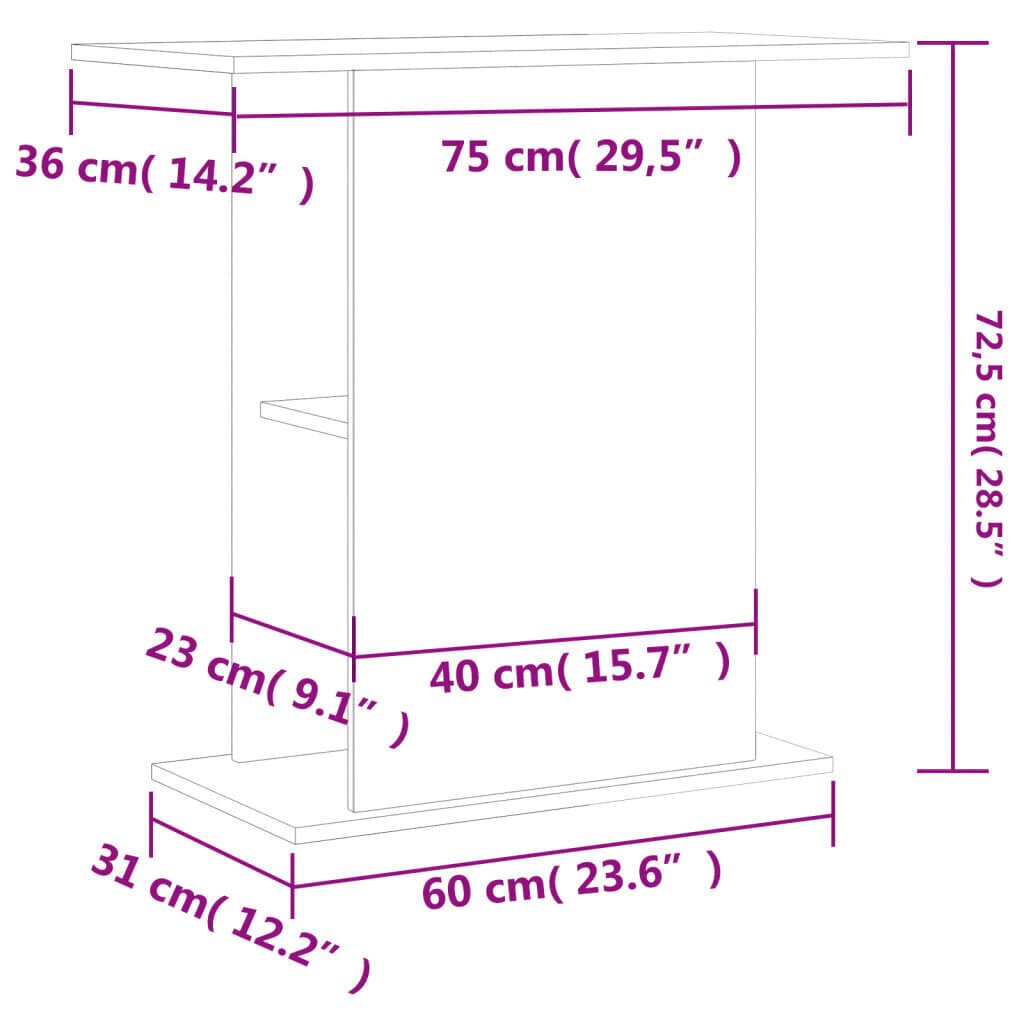 Akvaariumi alus vidaXL, valge, 36x75x72,5 cm hind ja info | Akvaariumid ja seadmed | kaup24.ee