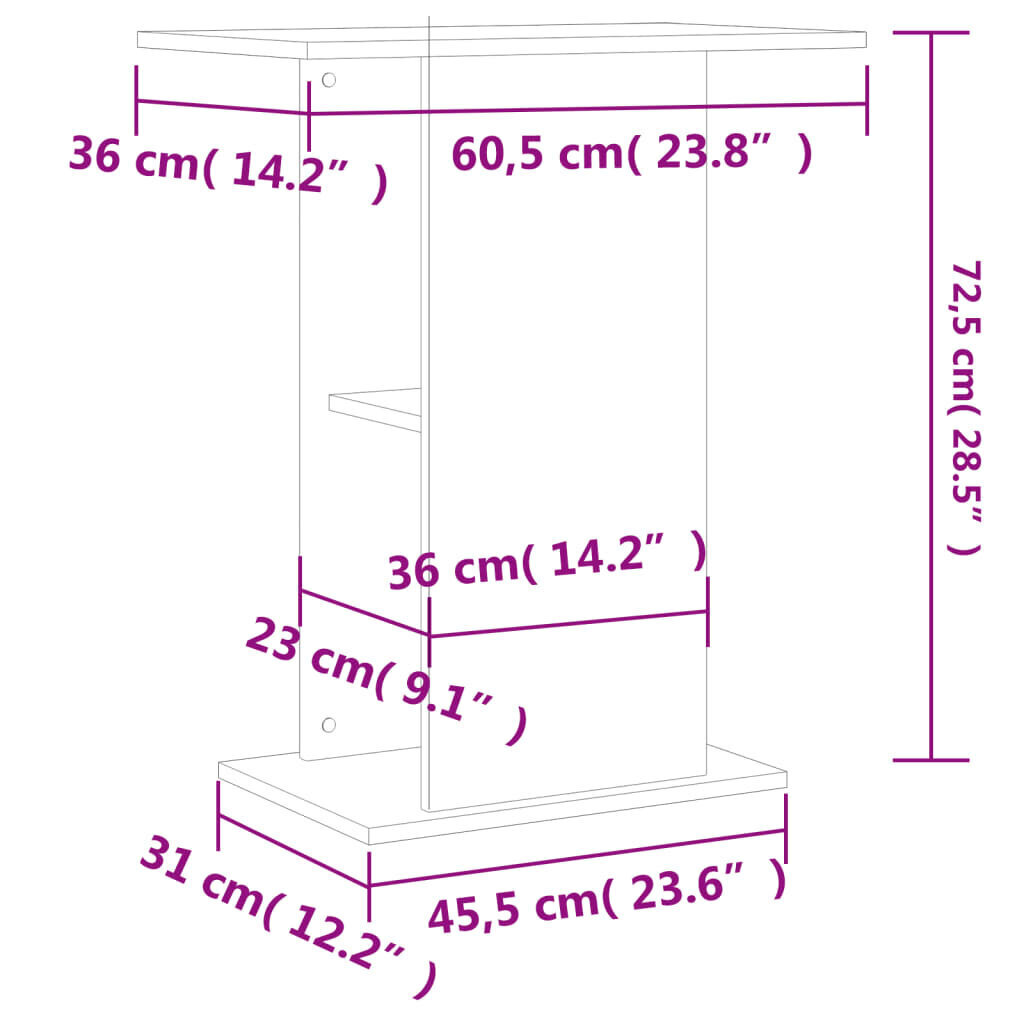 Akvaariumi alus vidaXL, pruun, 60,5x36x72,5 cm цена и информация | Akvaariumid ja seadmed | kaup24.ee