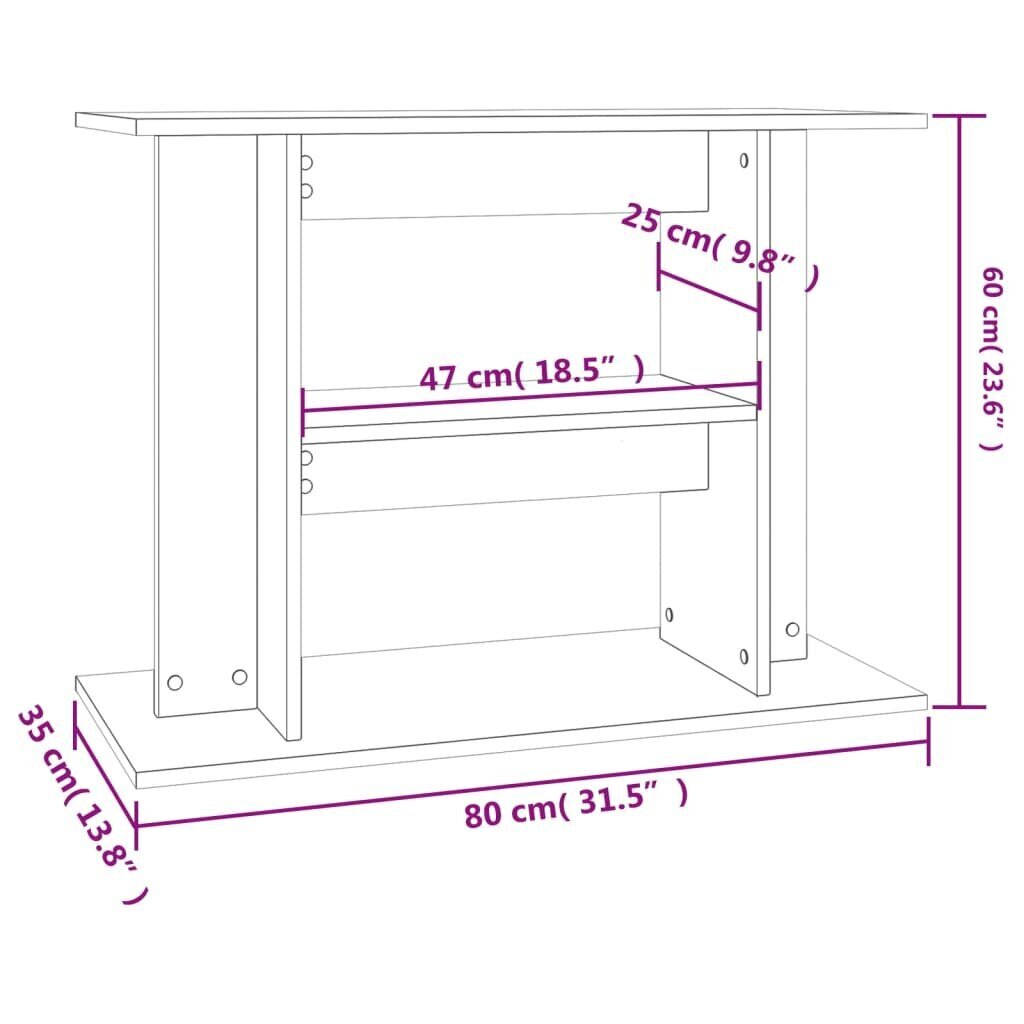 Akvaariumi alus vidaXL, must, 80x35x60 cm hind ja info | Akvaariumid ja seadmed | kaup24.ee