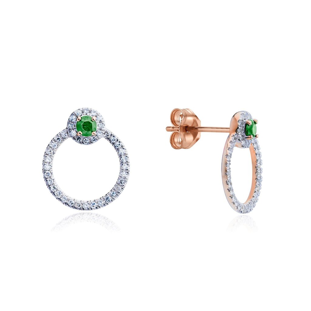 Kuldkõrvarõngad smaragdide ja teemantidega hind ja info | Kõrvarõngad | kaup24.ee