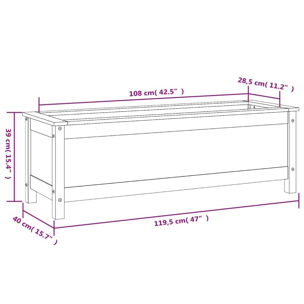 Taimekast vidaXL, 119,5x40x39cm, valge hind ja info | Lillekastid | kaup24.ee