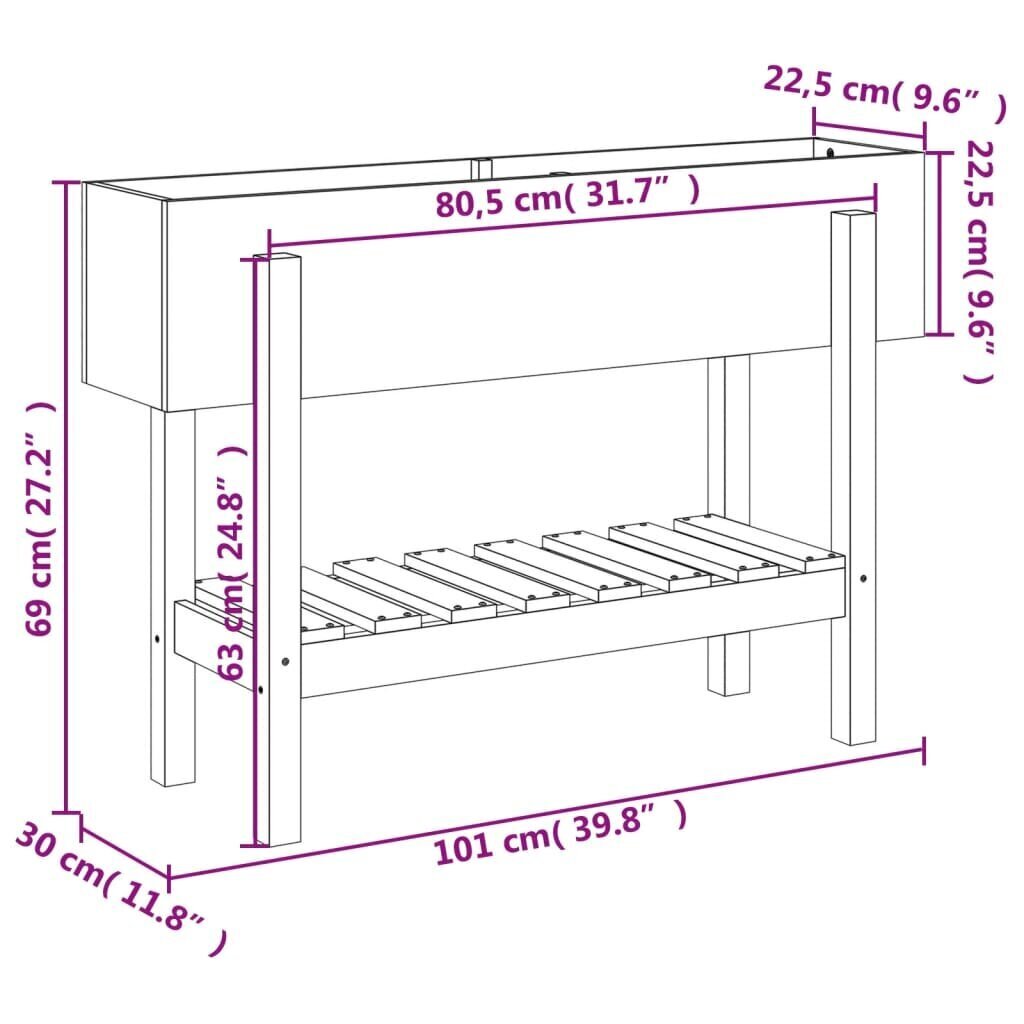 Taimekast vidaXL, 101x30x69cm цена и информация | Lillekastid | kaup24.ee