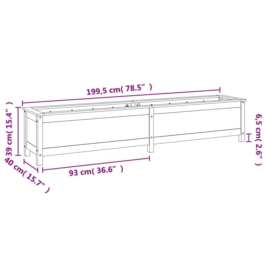 Taimekast vidaXL, 199,5x40x39cm, hall hind ja info | Lillekastid | kaup24.ee