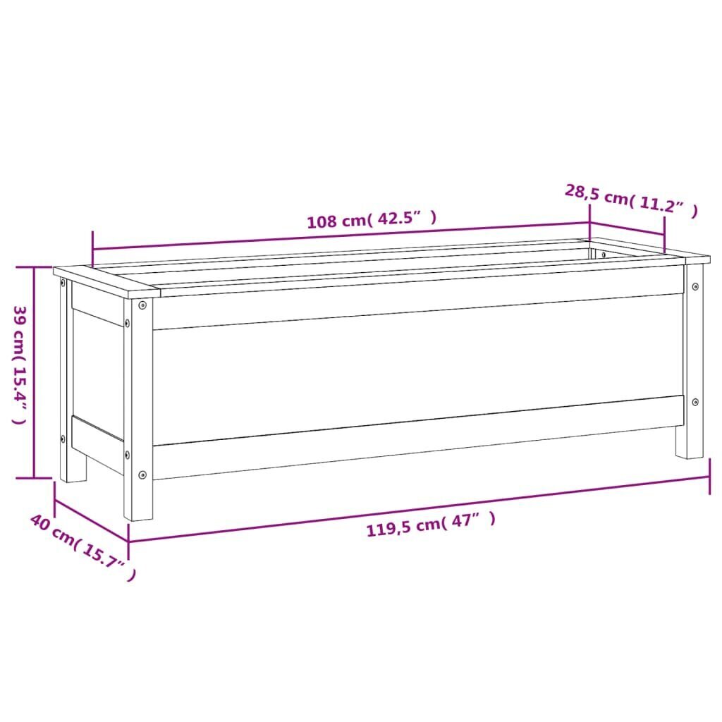 Taimekast vidaXL, 119,5x40x39cm, must цена и информация | Lillekastid | kaup24.ee