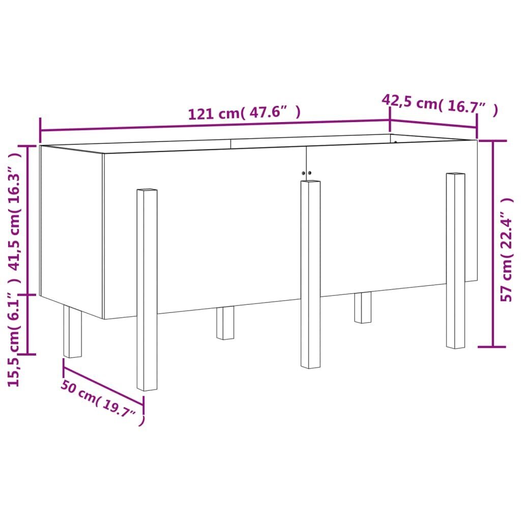 Taimekast vidaXL, 121x50x57cm, hall цена и информация | Lillekastid | kaup24.ee