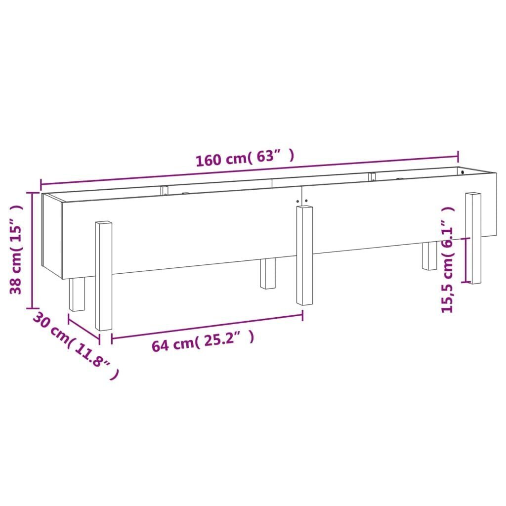 Taimekast vidaXL, 160x30x38cm, pruun hind ja info | Lillekastid | kaup24.ee