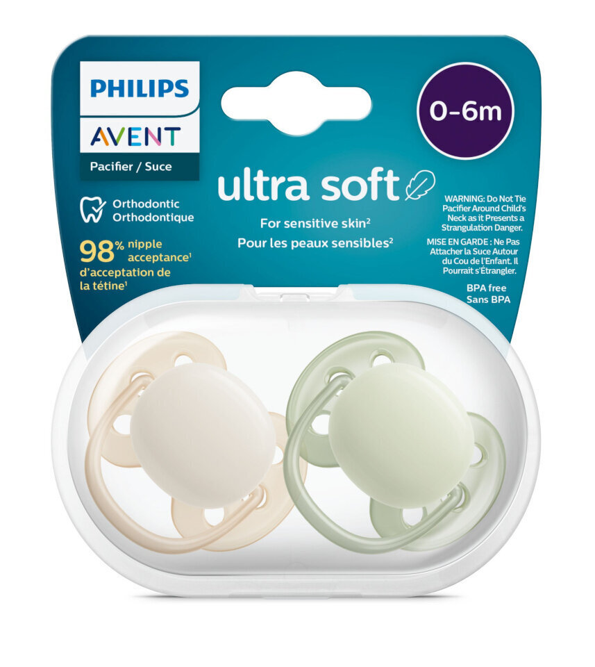 Lutt Philips Avent Ultra Soft SCF091/05, 0-6 kuud, 2 tk. hind ja info | Lutid | kaup24.ee