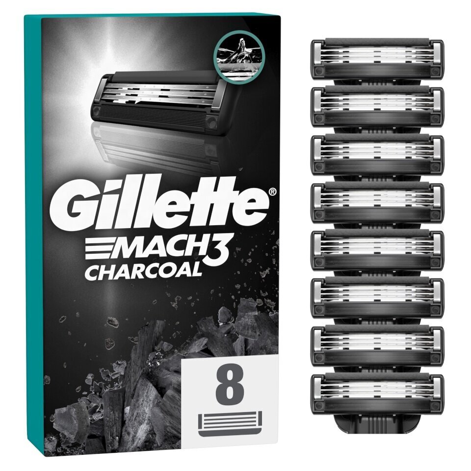 Raseerimispead meestele Gillette Mach3 Charcoal, 8 tk. цена и информация | Raseerimisvahendid | kaup24.ee