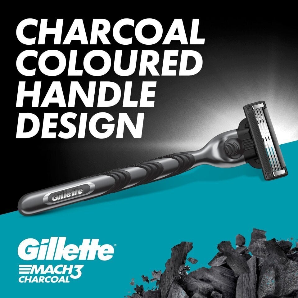 Raseerimispead Gillette Mach3 Charcoal 5tk + käepide цена и информация | Raseerimisvahendid | kaup24.ee