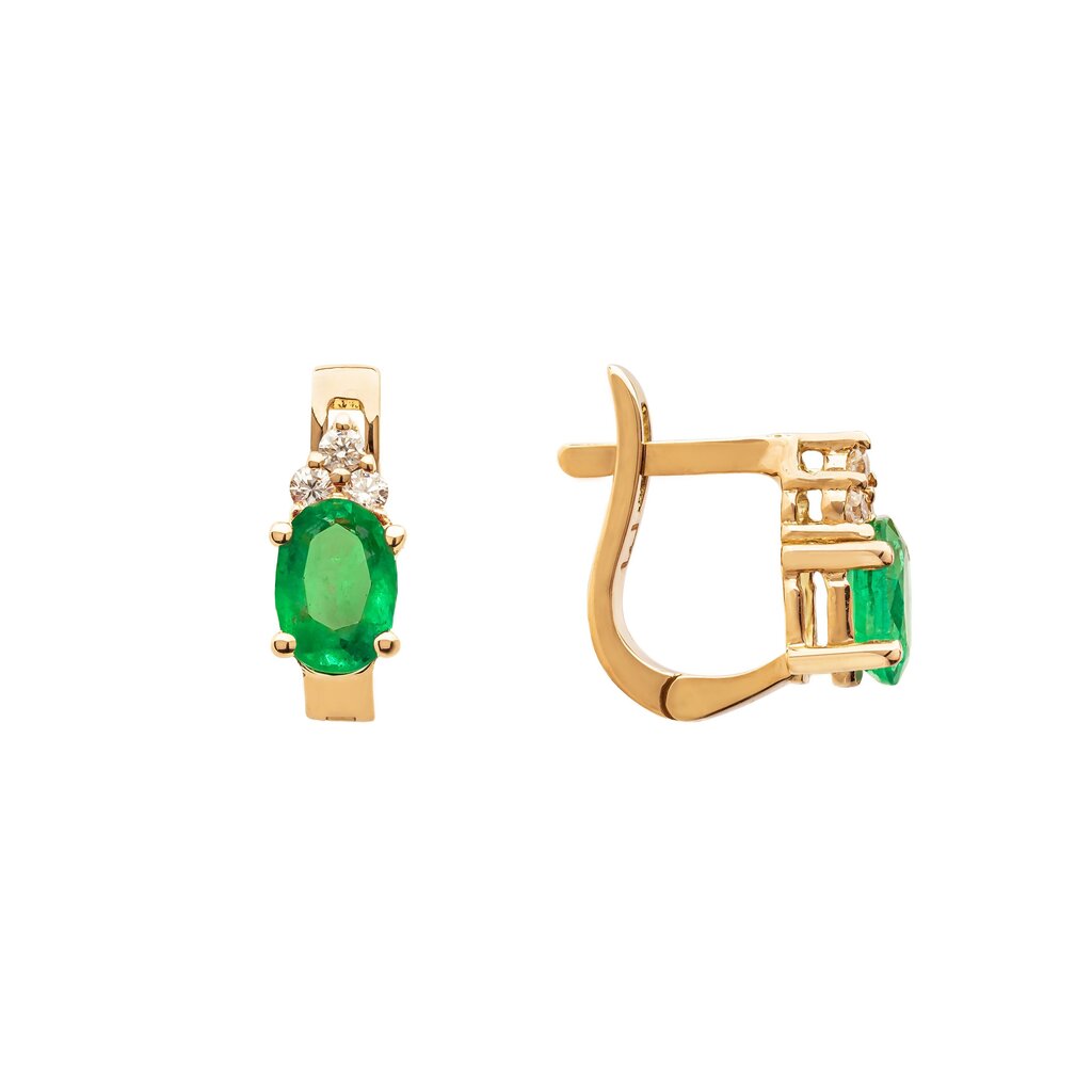 Kuldkõrvarõngad smaragdide ja briljantidega naistele hind ja info | Kõrvarõngad | kaup24.ee