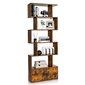 Raamaturiiul koos kapiga, 5-korruseline Costway, 183x70 cm, pruun цена и информация | Riiulid | kaup24.ee
