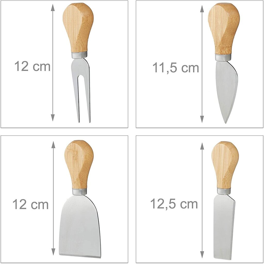 Bambusest juustualuse ja nugade komplekt Warna, 22 cm hind ja info | Köögitarbed | kaup24.ee