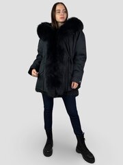 Парка для женщин с натуральным мехом лисы, черный цена и информация | Женские куртки | kaup24.ee